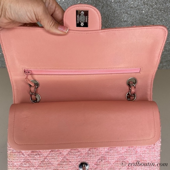 ❤️Sold Chanel Classic Pink Tweed Double Flap Bag s - Picture 3 of 8